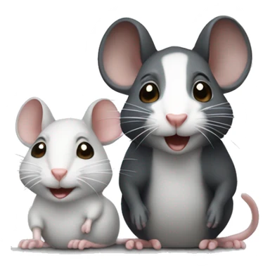 one gray rat and one black-white rat sticker
