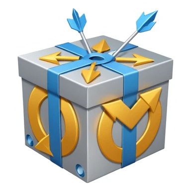 package box with arrows circling around it sticker