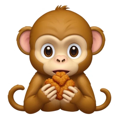 a sad monkey eating chicken tenders sticker