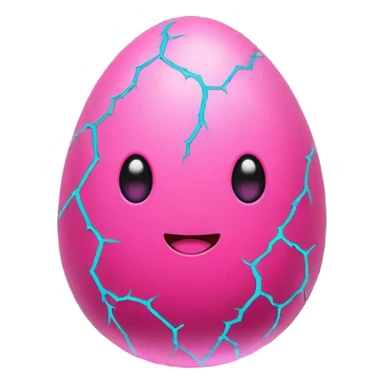 cute pink egg with glowing neon cracks, red and pink energy inside, small smoke, magical aura, kawaii epic style, bold outline, transparent background, twitch emote sticker