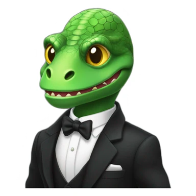 Cute reptilian banker in black suite with laser eyes sticker