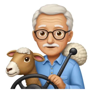 grandfather driving a sheep sticker