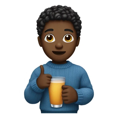 Sassy black boy with blue sweater drinking sticker