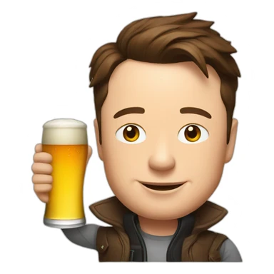 Elon musk with a beer sticker