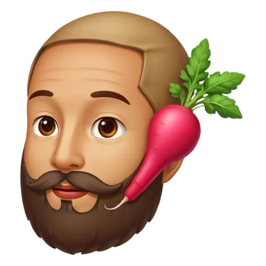 red radish round on an ear of men with beard  sticker