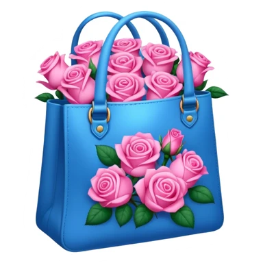 A blue bag full of rose that's colored pink sticker
