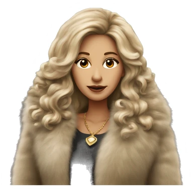 Beautiful realistic long hair dark blonde mob wife with fur coat sticker