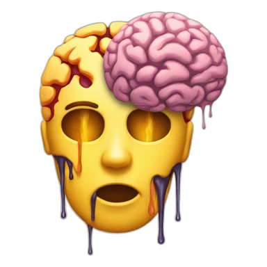 like the melting face emoji but a brain sticker