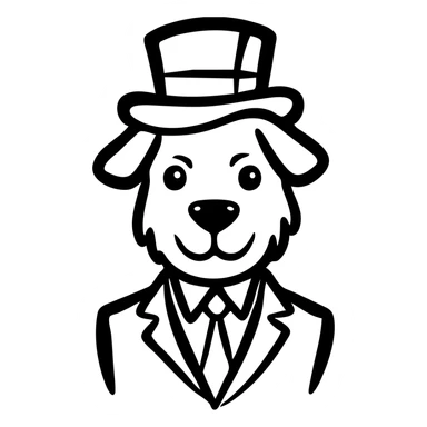 A dog wearing a top hat, formal, elegant sticker