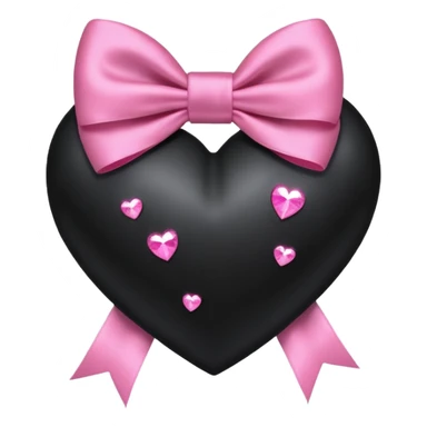 black heart with a pink bow with sparkles sticker