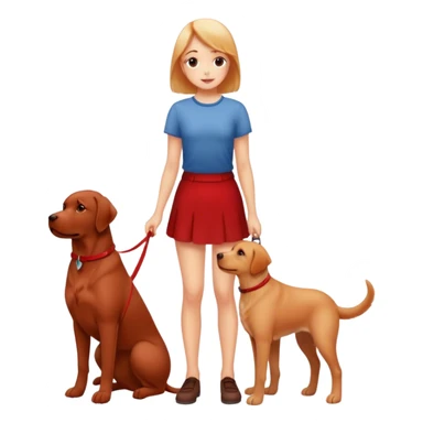 Girl stood next to red Labrador  sticker