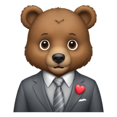 Bear with grey necktie and grey heart sticker