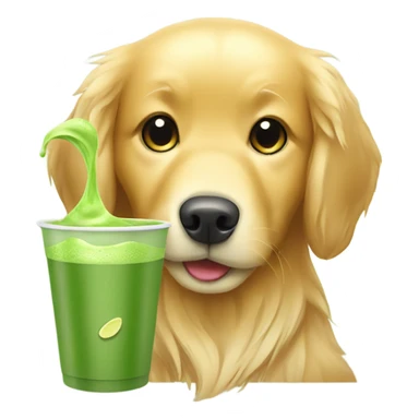 Golden retriever drinking matcha sticker