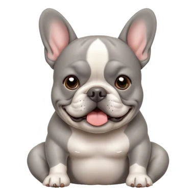 grey french buldog getting massage sticker