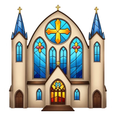 church with stained glass sticker
