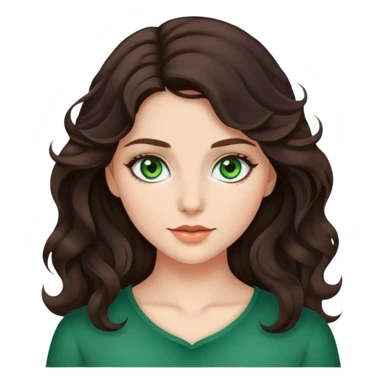 Beautiful girl with dark brown wavy hair and green eyes sticker