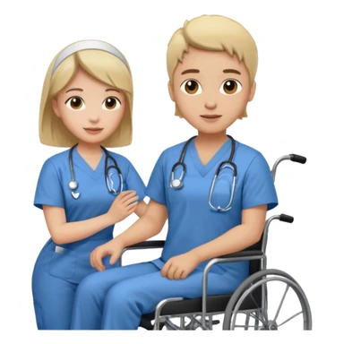 a nurse is taking care of a person in wheelchair sticker