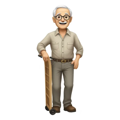 grandfather pushing cart sticker