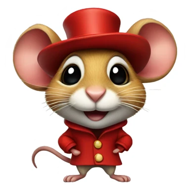 jumping mouse in red circus coat and red hat sticker