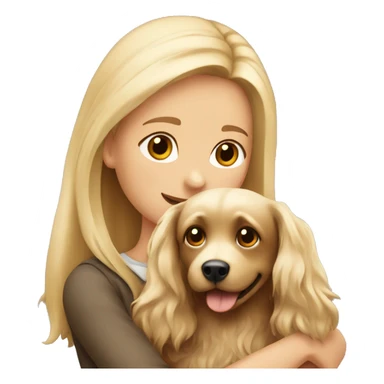 A blonde girl hugging a Yorkshire dog with brown long hair  sticker