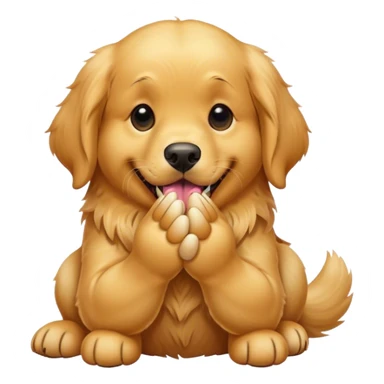 golden retriever licking his pas sticker