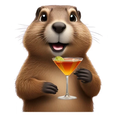 Groundhog drinking a martini sticker