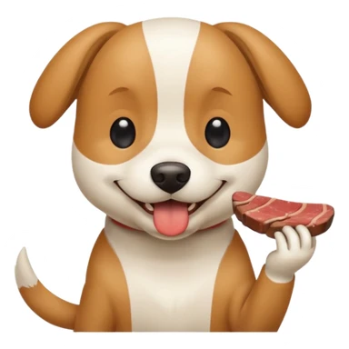White and tan dog eating steak sticker