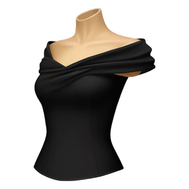 Realistic isolated side view of a black off the shoulder feminine fashion clothing top. sticker