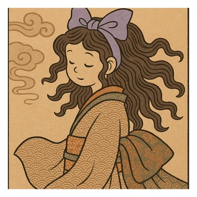 lavender bow in ukiyo-e style sticker
