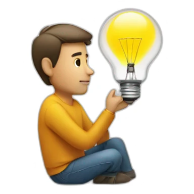 man thinking with bulb sticker