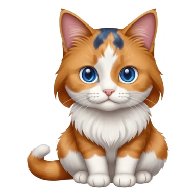 longhair calico cat with blue eyes sitting sticker