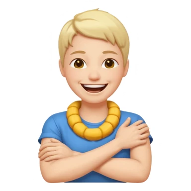 arms crossed holding neck laughing sticker