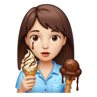 girl holding chocolate ice cream sticker