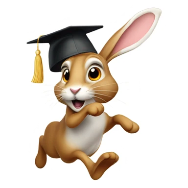 educational testprep app based on a hare running to the right wearing a graduation hat sticker
