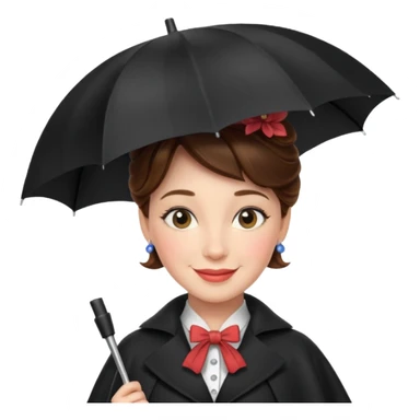 Mary Poppins with an umbrella sticker