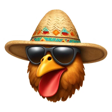 Chicken tigh with sunglasses and indian hat sticker