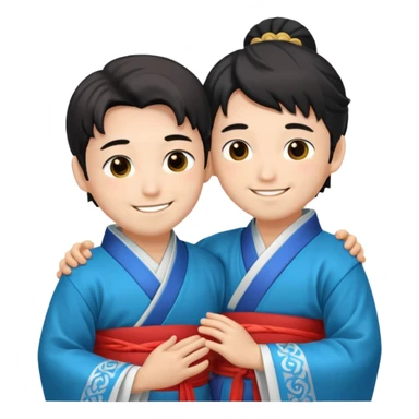 two guys hugging in hanfu sticker