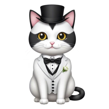 Black and white cat dressed as a groom for a wedding sticker