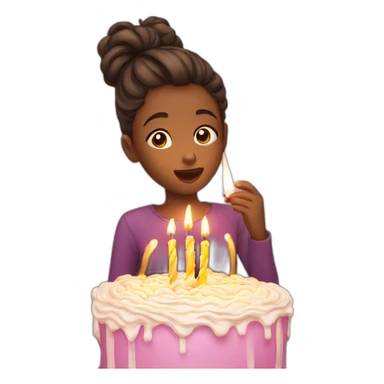 girl blowing out candles sticker