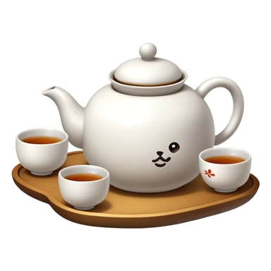 Chinese tea set with small teapot and cups for Kung Fu tea ceremony, emoji style sticker