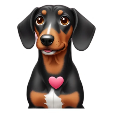 Teckel dog with hearts around him sticker