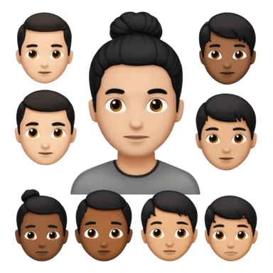 men with black bun hair sticker