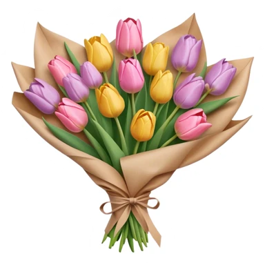pastel tulip bouquet wrapped in brown paper sticker