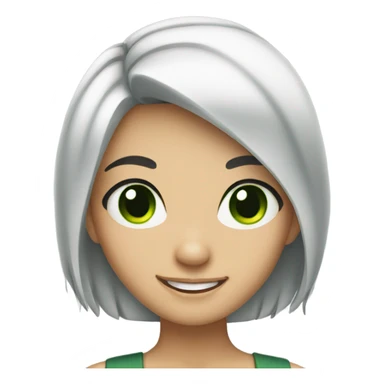 smiling girl with black hair and green eyes sticker