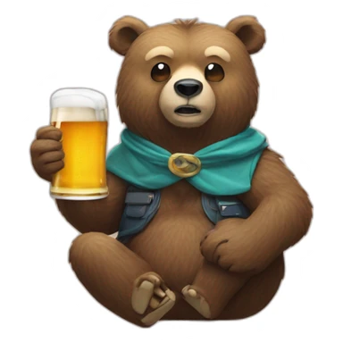 Bear dirnk beer with bird wich beard  sticker