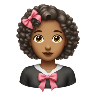 Girl with curly hair and a bow sticker