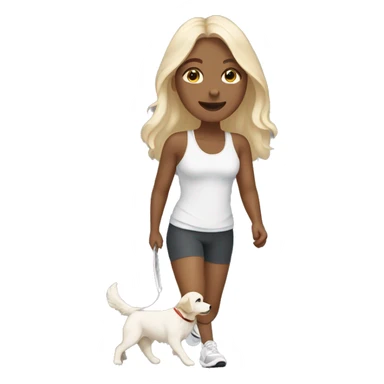 Woman wearing athleisure walking white golden retriever sticker