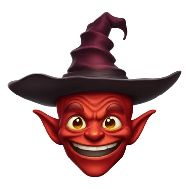 smiling red goblin with hat sticker