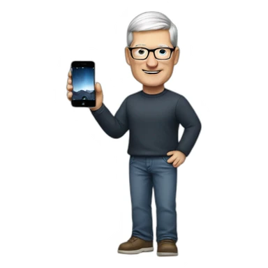 tim cook holding an iphone sticker