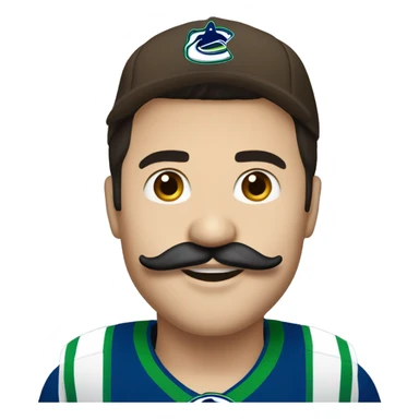 handsome brunette vancouver Canucks fan with moustache and hat sticker